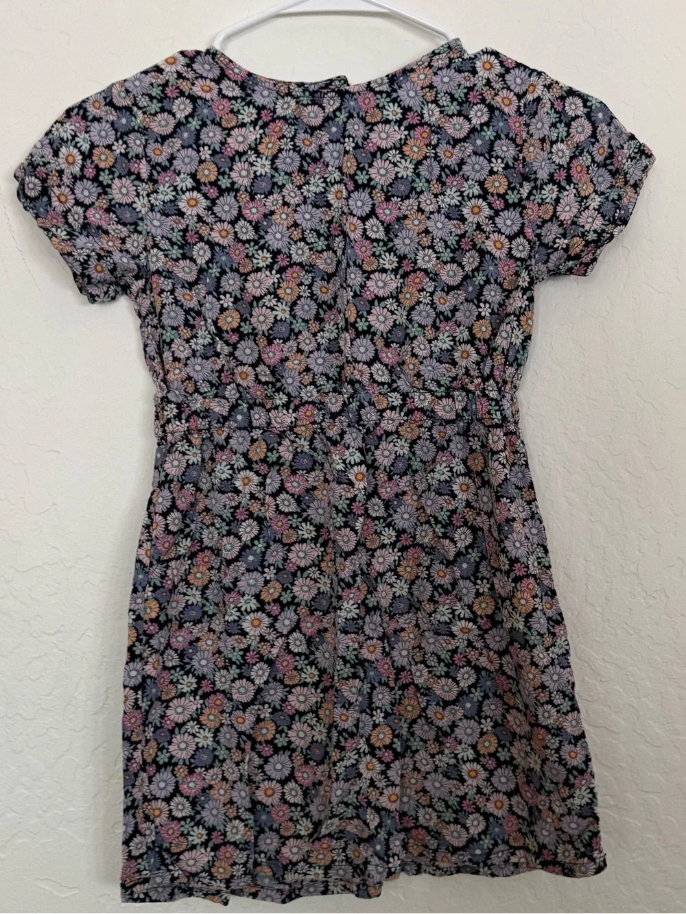 H&M Navy Floral Short Sleeve Dress with Pink & Yellow Accents
